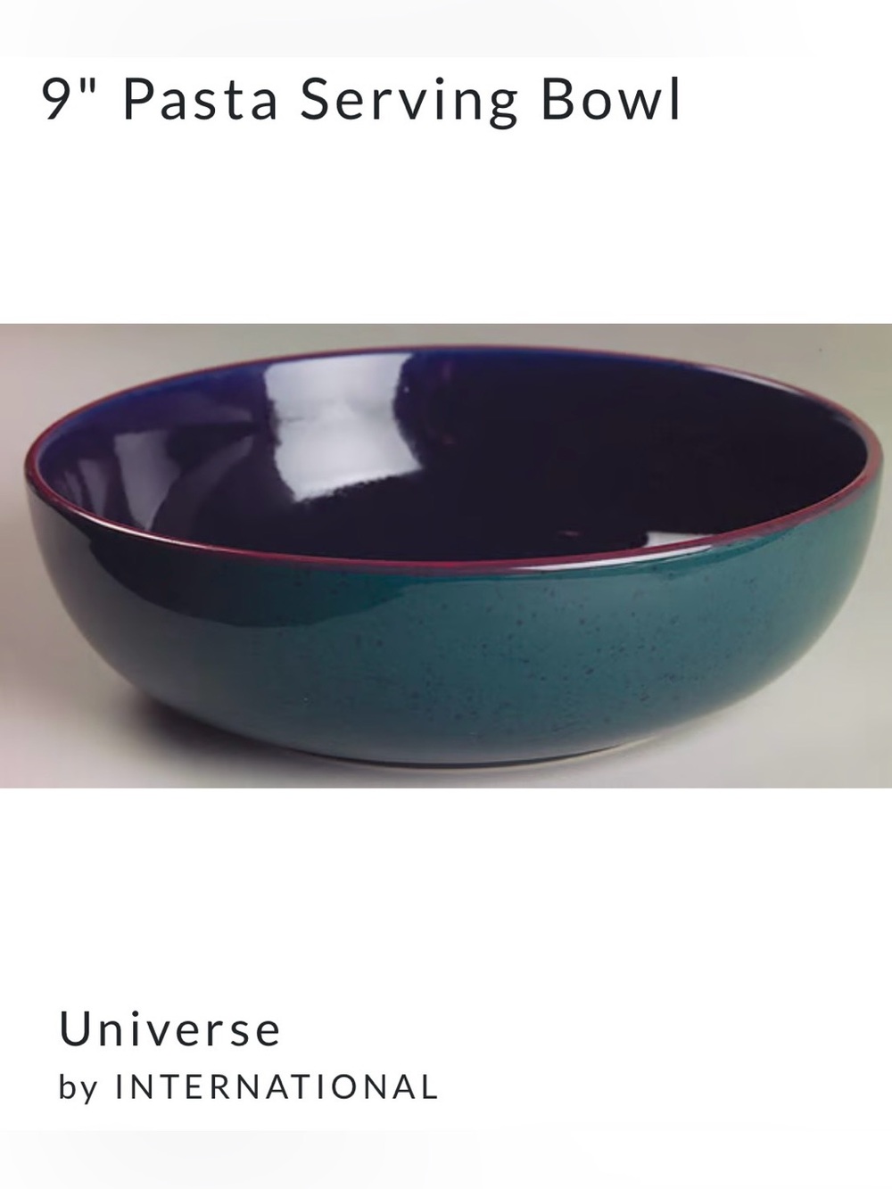 Universe International pasta salad food serving bowl green